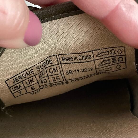 Vionic | Men’s Jerome Casual Sneakers Olive Green Suede Shoes Unisex Flat Size 7 - Picture 8 of 10